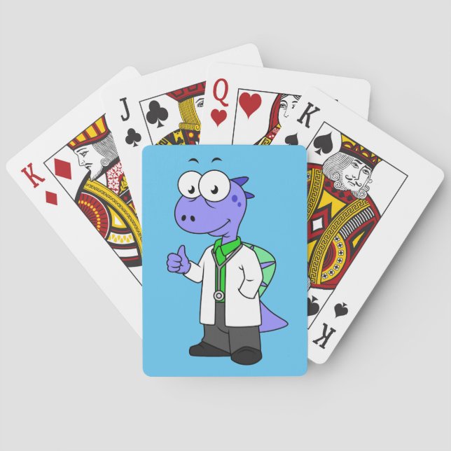 Illustration Of A Spinosaurus Doctor. Poker Cards (Back)