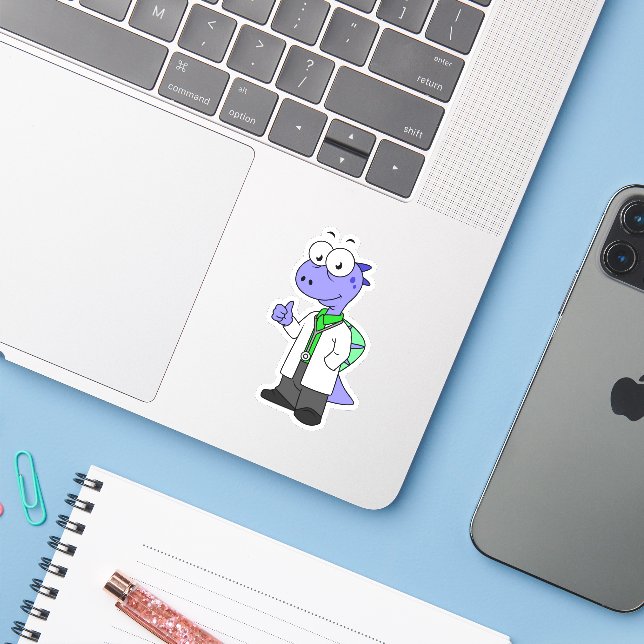 Illustration Of A Spinosaurus Doctor. Sticker (Laptop w/ iPhone)