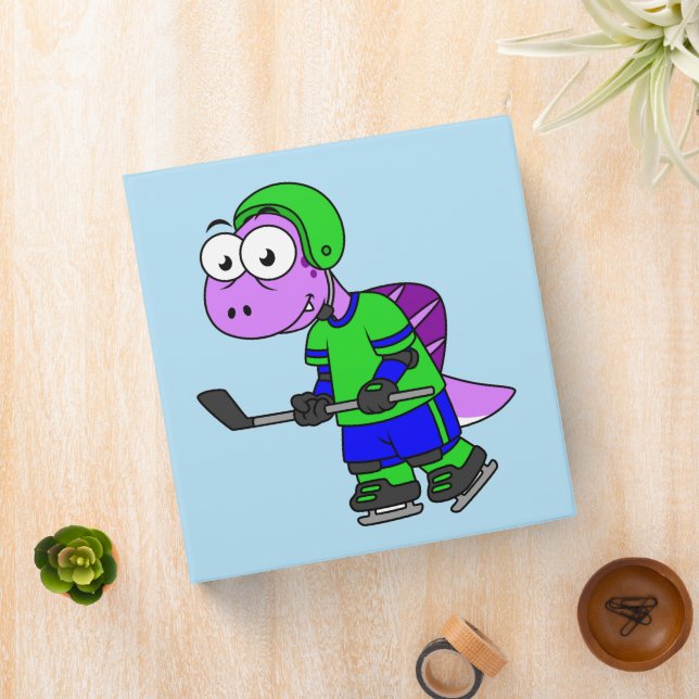 Illustration Of A Spinosaurus Hockey Player. 3 Ring Binder (In Situ)