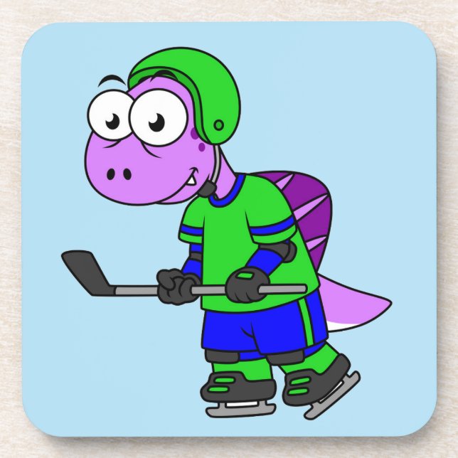Illustration Of A Spinosaurus Hockey Player. Beverage Coaster (Front)