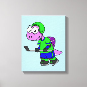 Illustration Of A Spinosaurus Hockey Player. Canvas Print