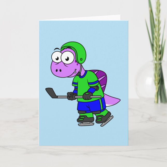 Illustration Of A Spinosaurus Hockey Player. Card (Front)