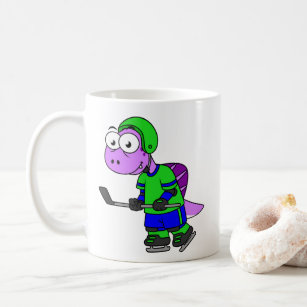 Illustration Of A Spinosaurus Hockey Player. Coffee Mug