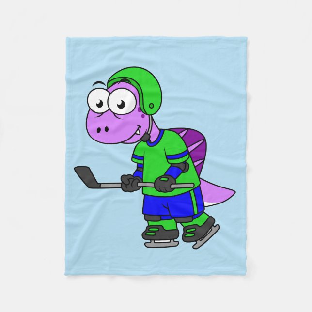 Illustration Of A Spinosaurus Hockey Player. Fleece Blanket (Front)