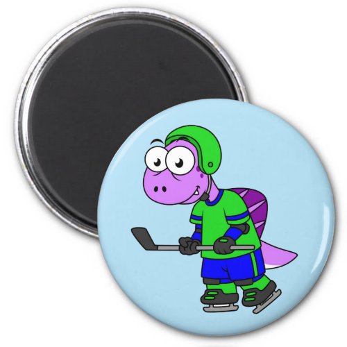Illustration Of A Spinosaurus Hockey Player Magnet