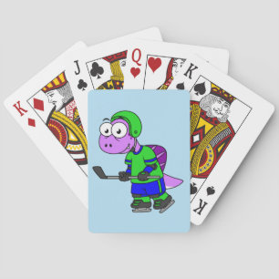 Illustration Of A Spinosaurus Hockey Player. Poker Cards