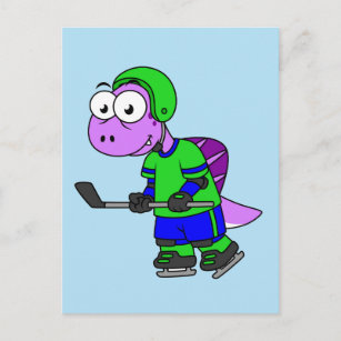 Illustration Of A Spinosaurus Hockey Player. Postcard