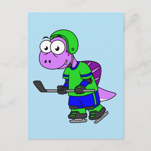 Illustration Of A Spinosaurus Hockey Player Postcard