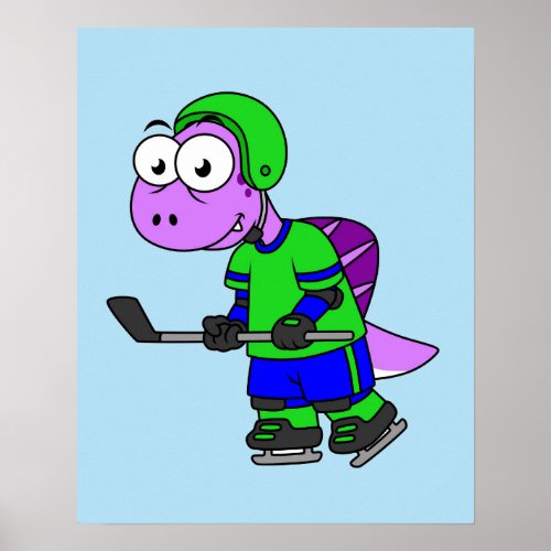 Illustration Of A Spinosaurus Hockey Player Poster