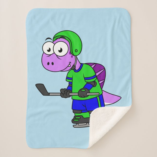 Illustration Of A Spinosaurus Hockey Player. Sherpa Blanket (Front)