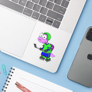 Illustration Of A Spinosaurus Hockey Player. Sticker