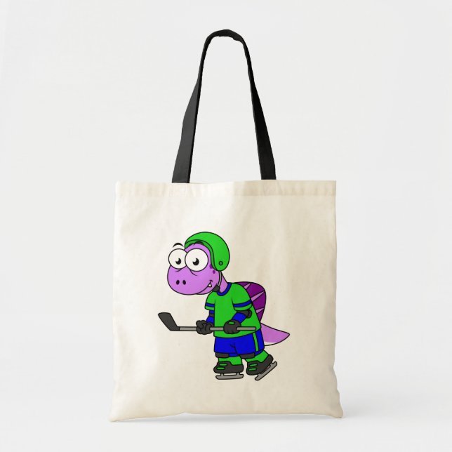 Illustration Of A Spinosaurus Hockey Player. Tote Bag (Front)