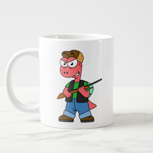 Illustration Of A Spinosaurus Hunter With Gun Giant Coffee Mug