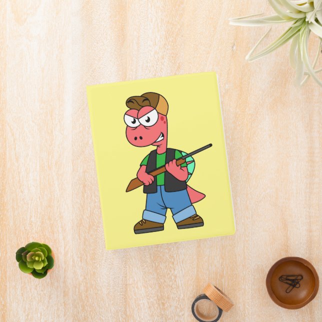Illustration Of A Spinosaurus Hunter With Gun. Mini Binder (InSitu)