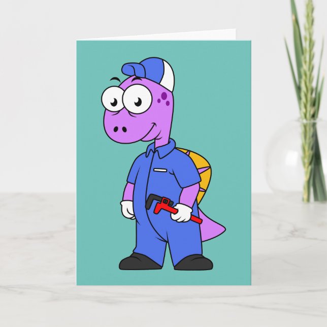 Illustration Of A Spinosaurus Plumber. Card (Front)