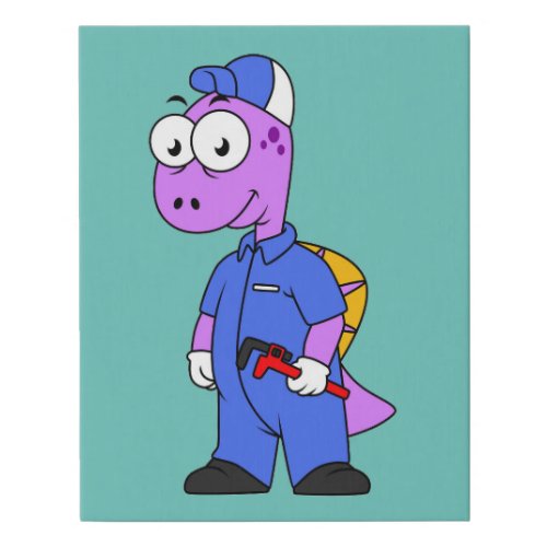 Illustration Of A Spinosaurus Plumber Faux Canvas Print
