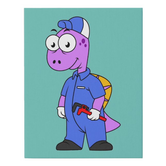 Illustration Of A Spinosaurus Plumber. Faux Canvas Print (Front)