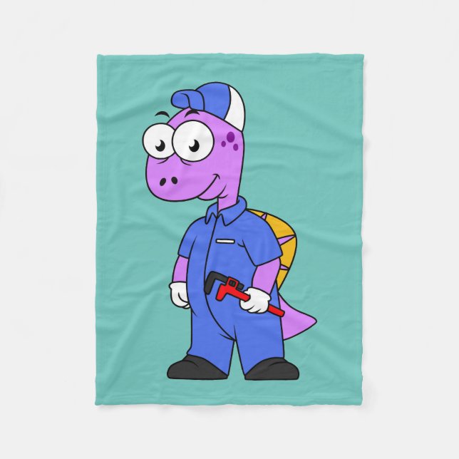 Illustration Of A Spinosaurus Plumber. Fleece Blanket (Front)