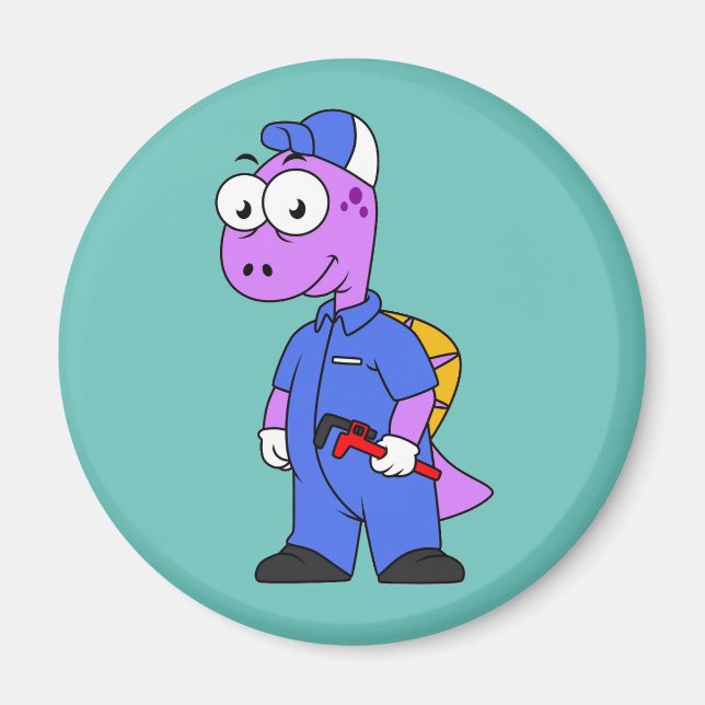 Illustration Of A Spinosaurus Plumber. Magnet (Front)