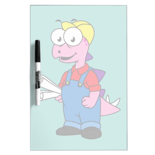 Illustration Of A Stegosaurus Construction Worker Dry Erase Board