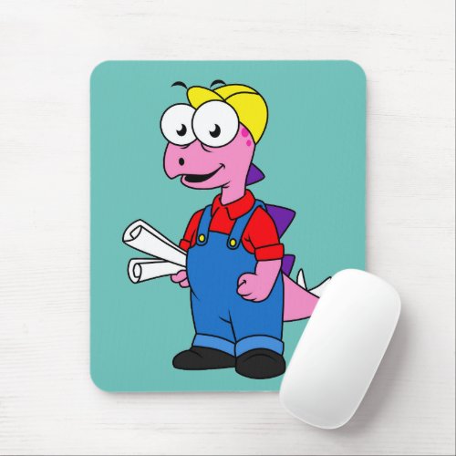 Illustration Of A Stegosaurus Construction Worker Mouse Pad