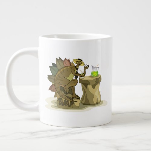 Illustration Of A Stegosaurus Drinking A Beverage Giant Coffee Mug