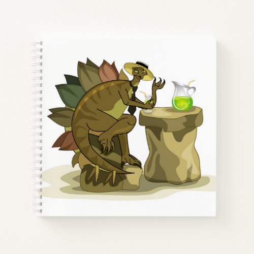 Illustration Of A Stegosaurus Drinking A Beverage Notebook