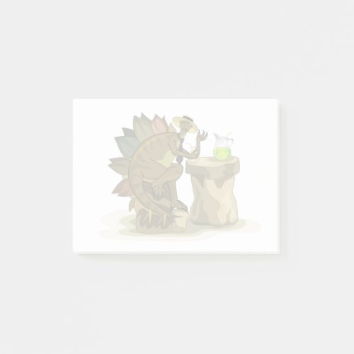 Illustration Of A Stegosaurus Drinking A Beverage Post_it Notes