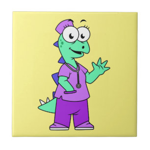 Illustration Of A Stegosaurus Nurse. Ceramic Tile