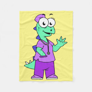 Illustration Of A Stegosaurus Nurse. Fleece Blanket