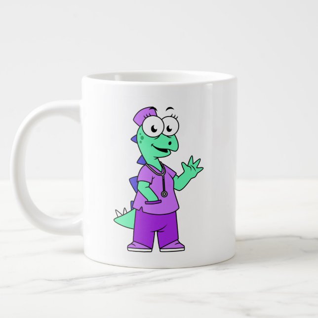 Illustration Of A Stegosaurus Nurse. Giant Coffee Mug (Left)