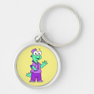 Illustration Of A Stegosaurus Nurse. Keychain