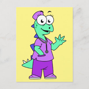 Illustration Of A Stegosaurus Nurse. Postcard