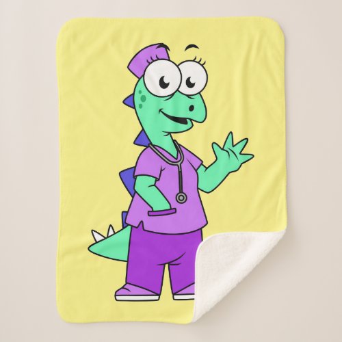 Illustration Of A Stegosaurus Nurse Sherpa Blanket