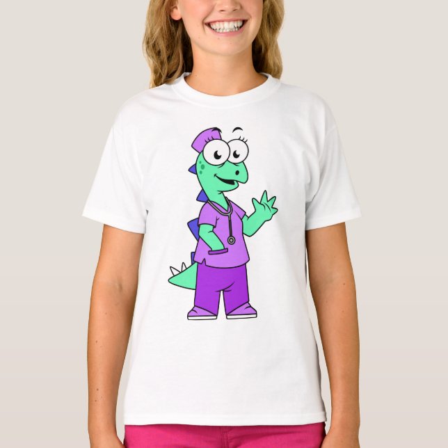 Illustration Of A Stegosaurus Nurse. T-Shirt (Front)