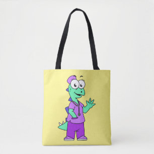 Illustration Of A Stegosaurus Nurse. Tote Bag