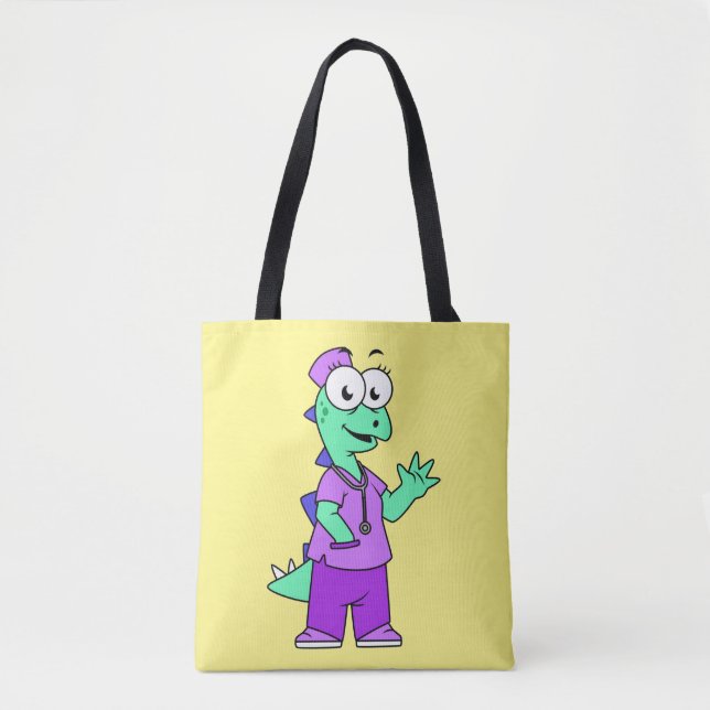 Illustration Of A Stegosaurus Nurse. Tote Bag (Front)