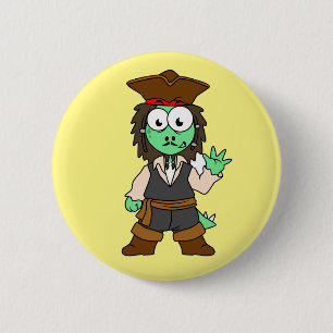 Illustration Of A Stegosaurus Pirate, Jack Sparrow Button