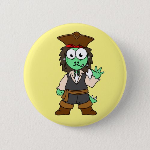 Illustration Of A Stegosaurus Pirate Jack Sparrow Button