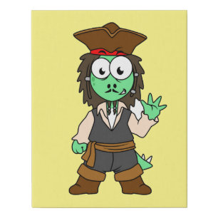 Illustration Of A Stegosaurus Pirate, Jack Sparrow Faux Canvas Print