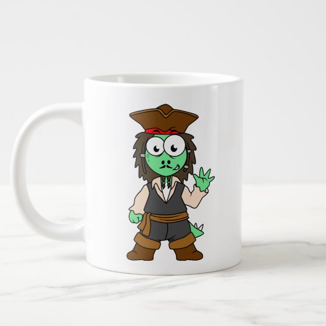 Illustration Of A Stegosaurus Pirate, Jack Sparrow Giant Coffee Mug (Left)