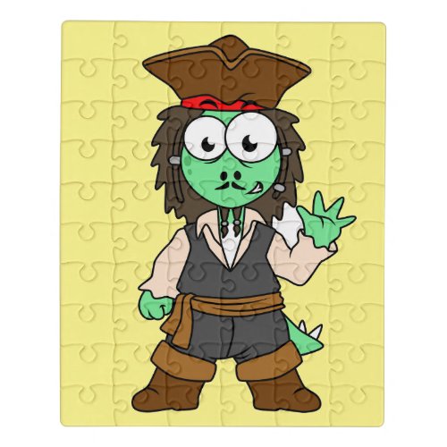 Illustration Of A Stegosaurus Pirate Jack Sparrow Jigsaw Puzzle