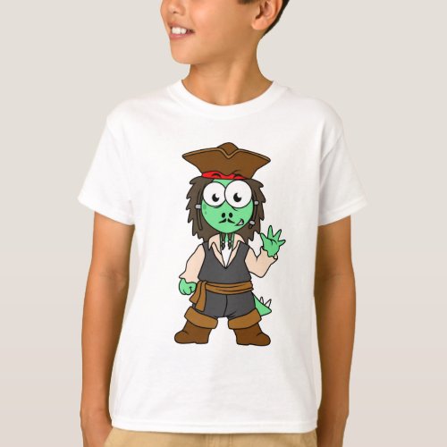 Illustration Of A Stegosaurus Pirate Jack Sparrow T_Shirt