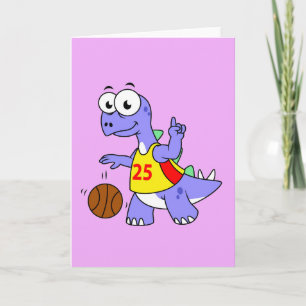 Illustration Of A Stegosaurus Playing Basketball. Card