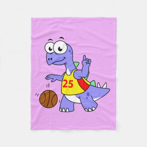 Illustration Of A Stegosaurus Playing Basketball Fleece Blanket