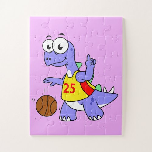 Illustration Of A Stegosaurus Playing Basketball Jigsaw Puzzle