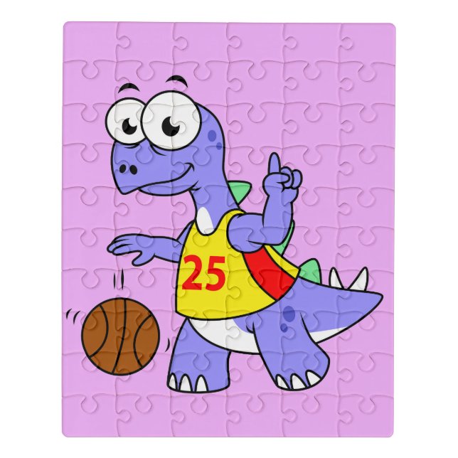 Illustration Of A Stegosaurus Playing Basketball. Jigsaw Puzzle (Puzzle Vertical)