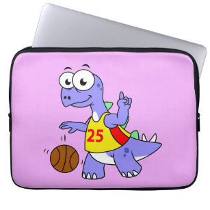 Illustration Of A Stegosaurus Playing Basketball. Laptop Sleeve