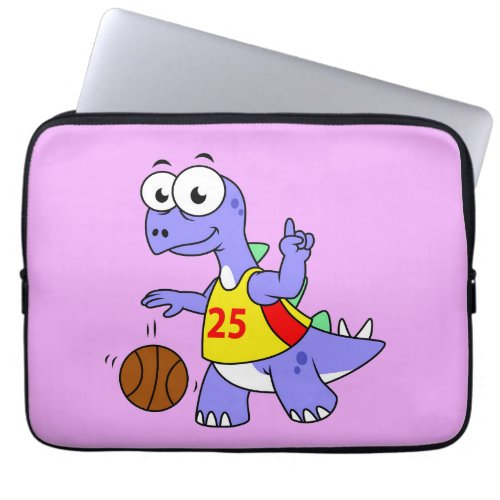 Illustration Of A Stegosaurus Playing Basketball Laptop Sleeve