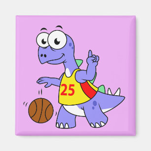 Illustration Of A Stegosaurus Playing Basketball. Magnet
